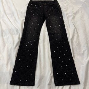 Black jeans with rhinestone embellishments and pattern size S nwot